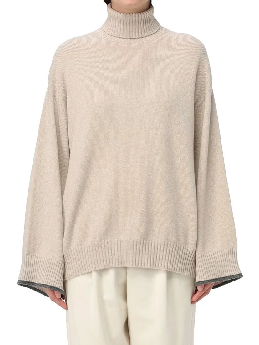 Beige Cashmere Turtleneck