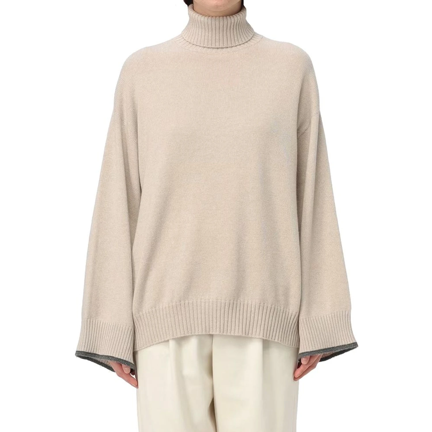 Beige Cashmere Turtleneck