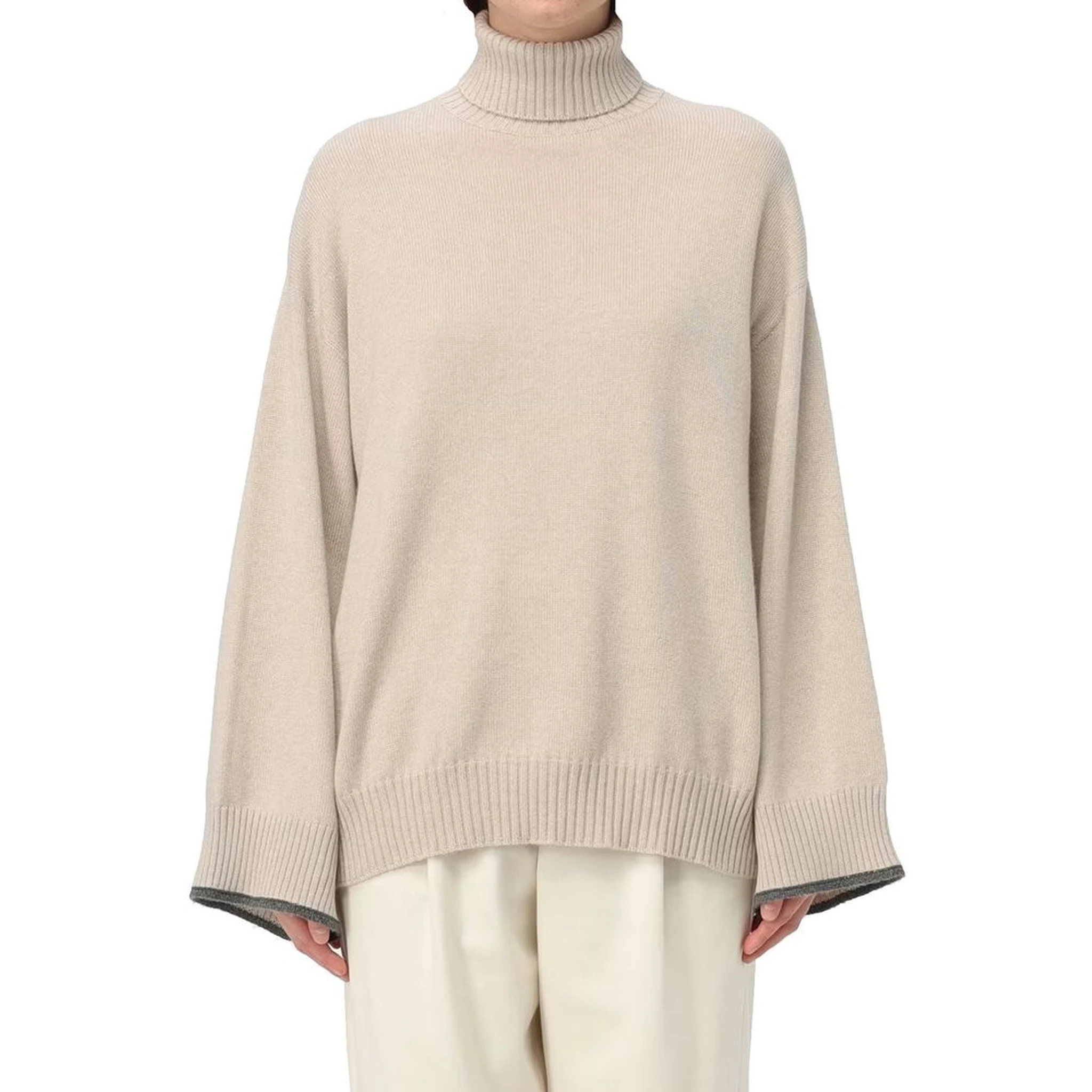 Beige Cashmere Turtleneck