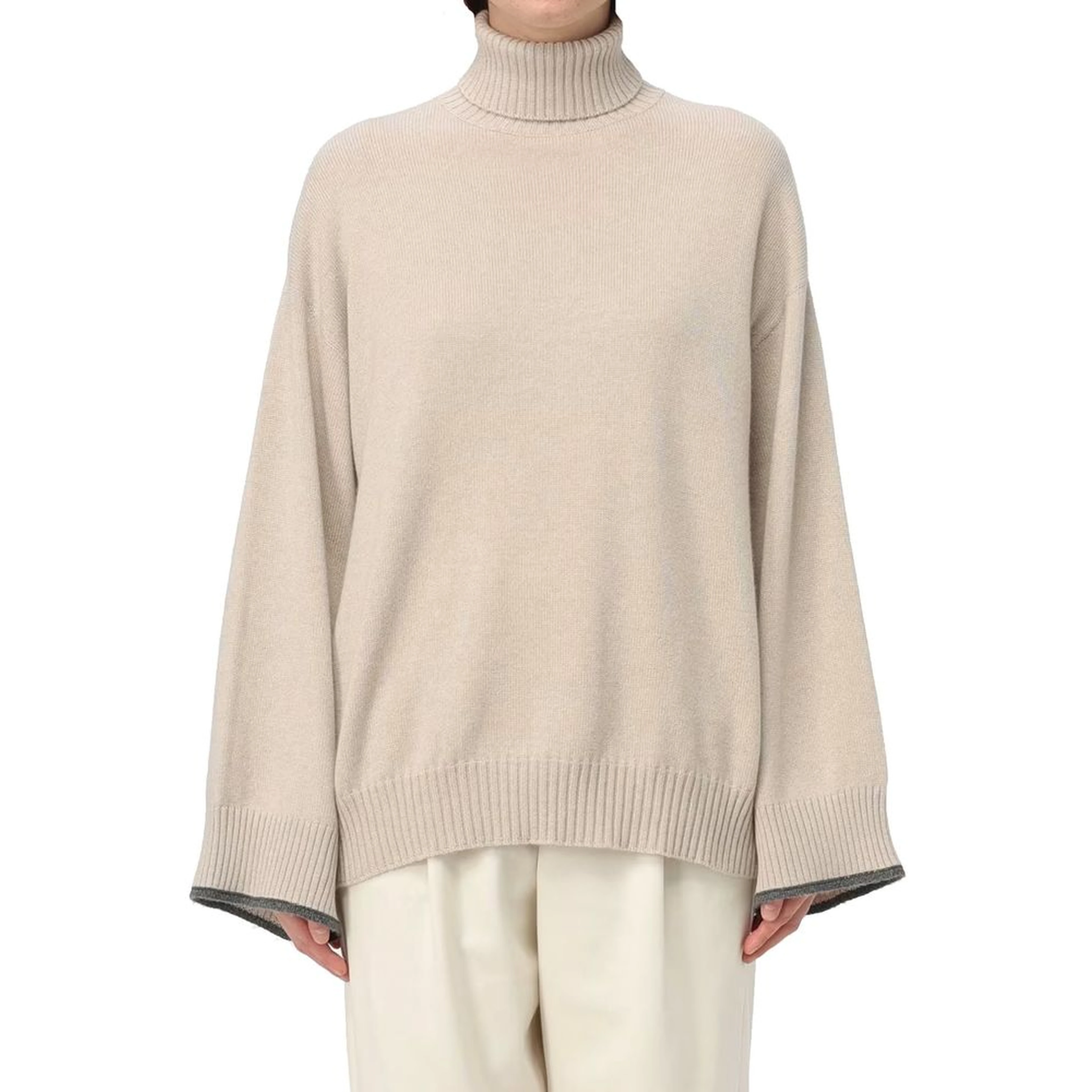 Beige Cashmere Turtleneck