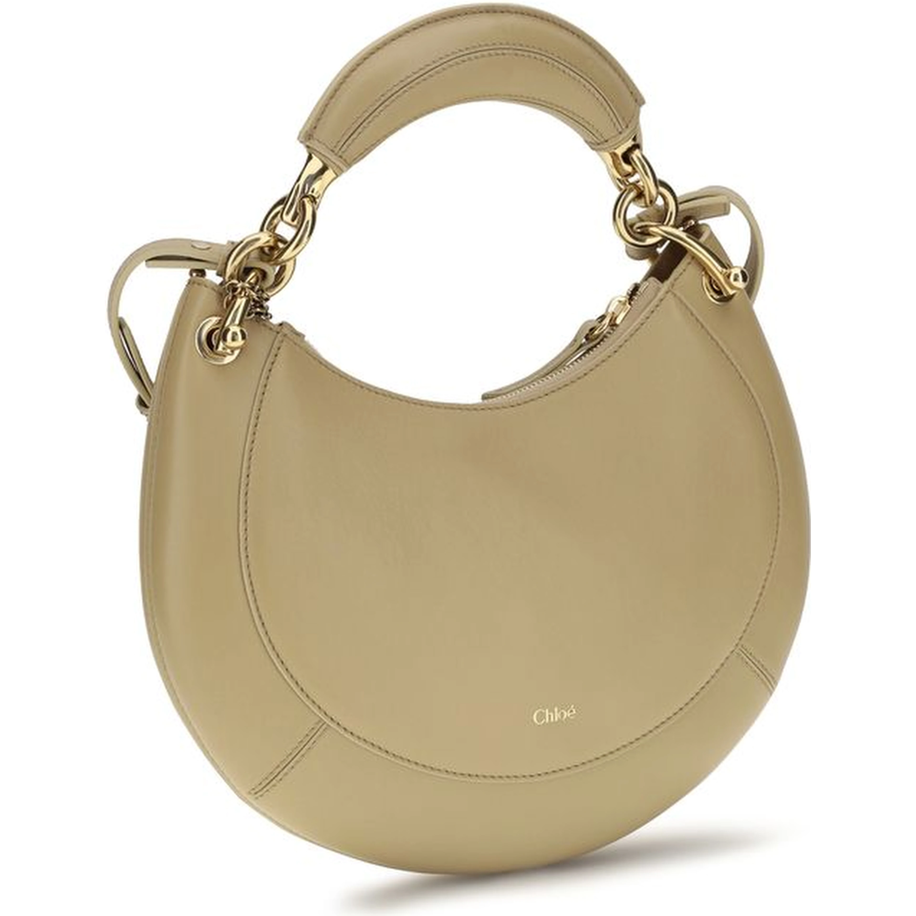Beige Calf Leather Bos Taurus Shoulder Bag