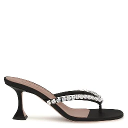 Black Silk Stiletto Heel Sandals