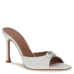 White Calf Leather Bos Taurus Stiletto Heel Sandals