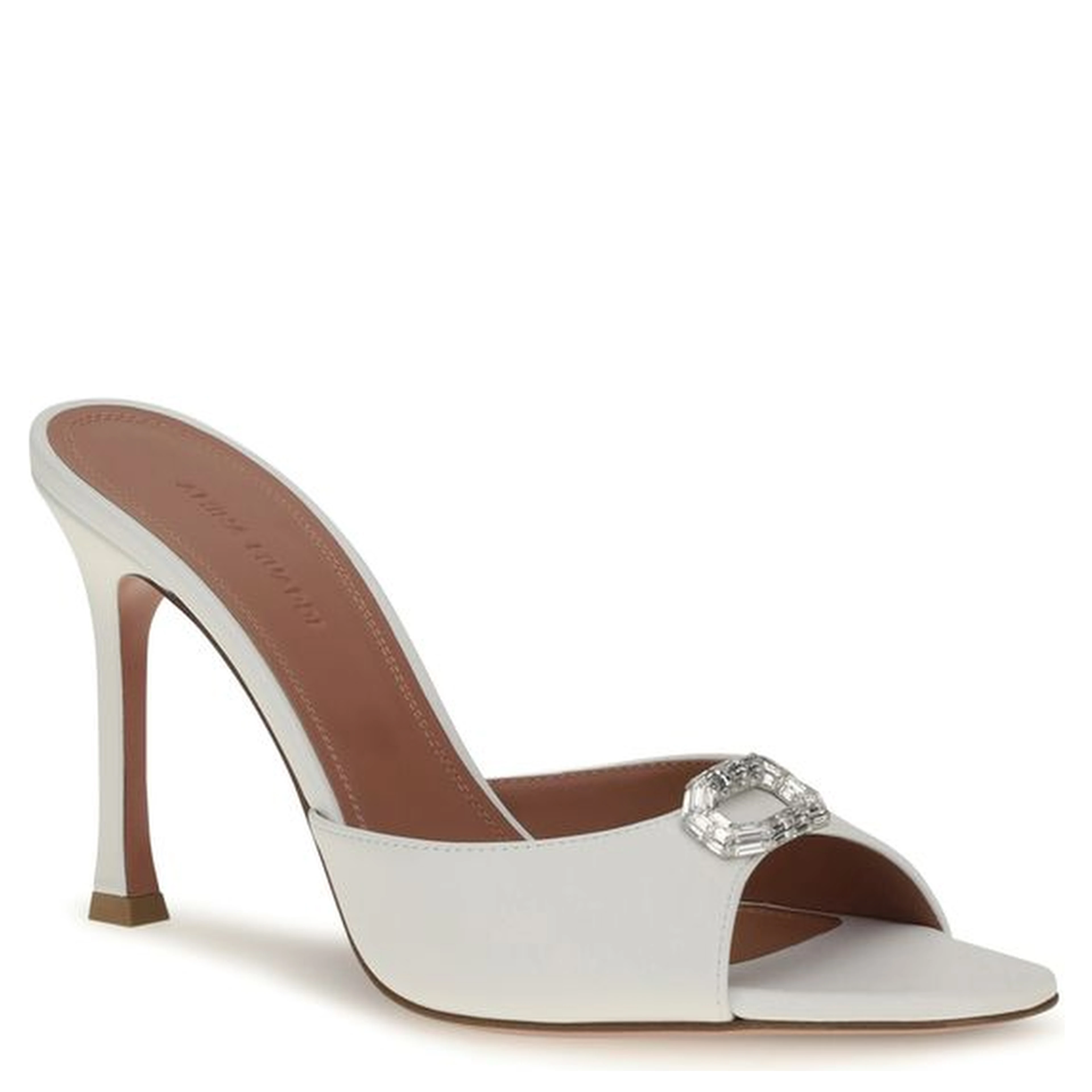 White Calf Leather Bos Taurus Stiletto Heel Sandals