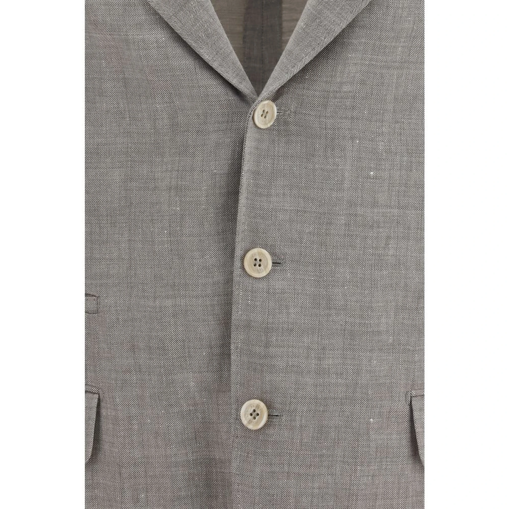 Beige Linen Full-Length Jacket