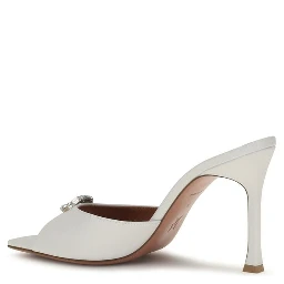 White Calf Leather Bos Taurus Stiletto Heel Sandals