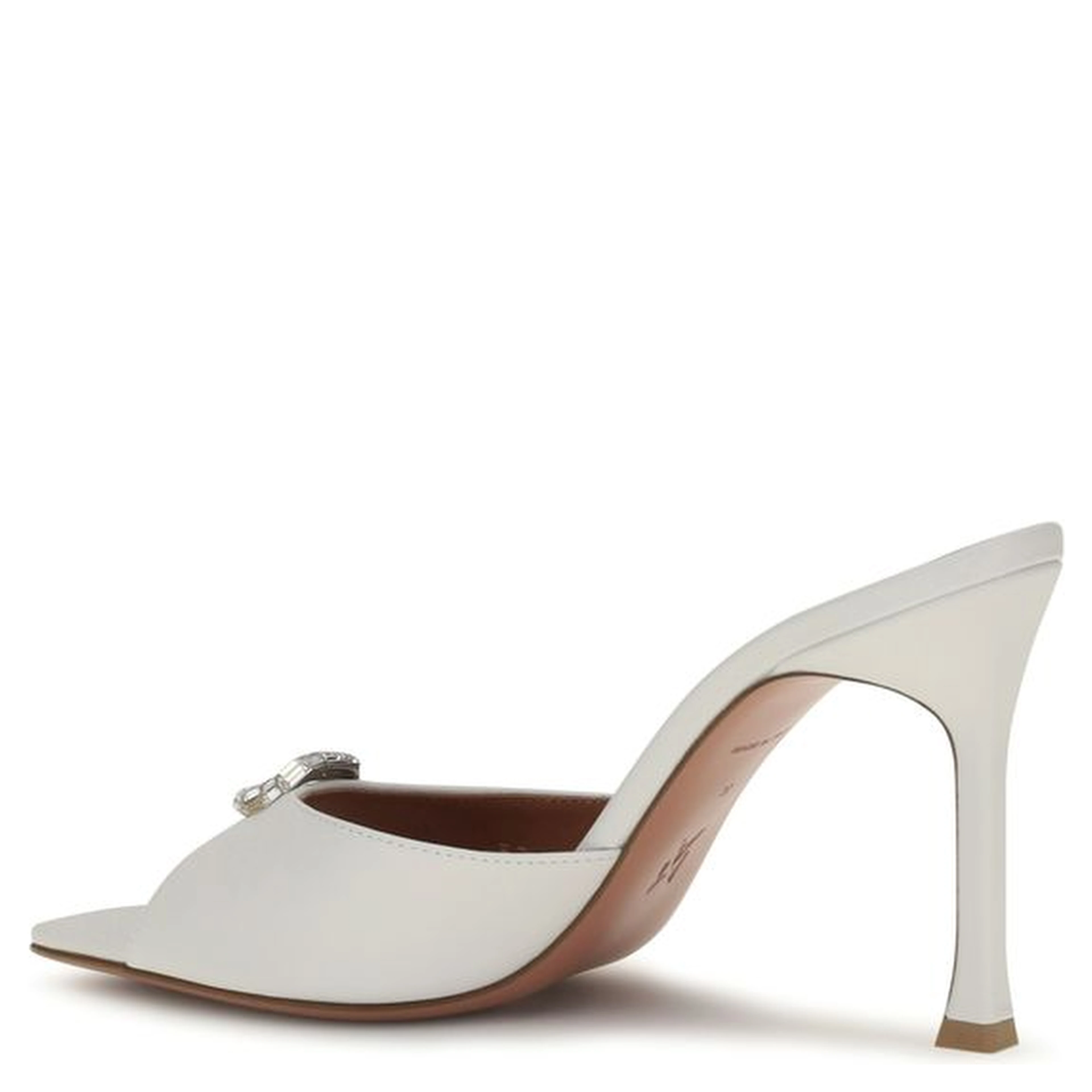 White Calf Leather Bos Taurus Stiletto Heel Sandals