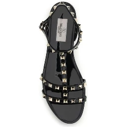 Black Rubber Flat Sandals