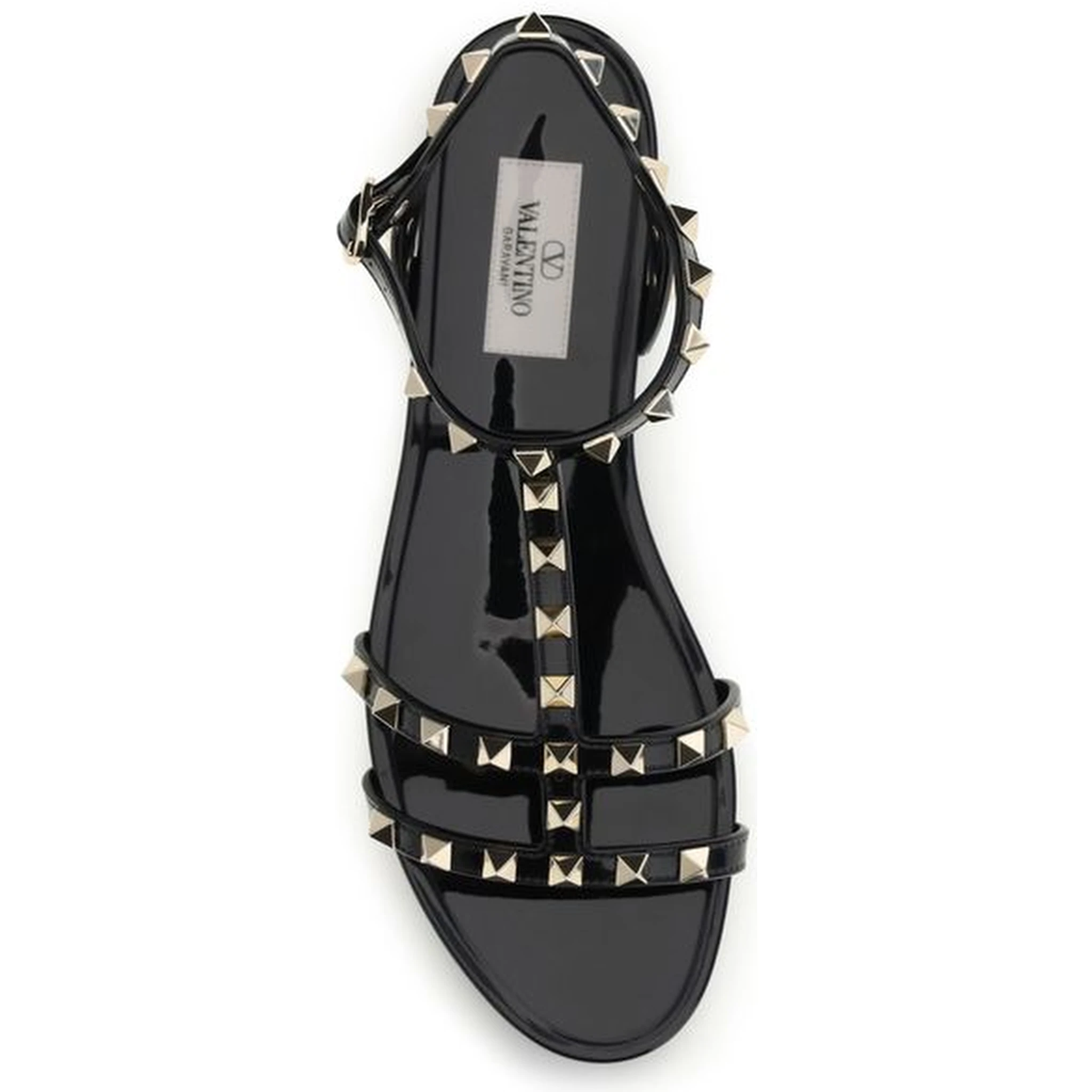 Black Rubber Flat Sandals