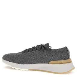 Blue Cotton Low Top Sneakers