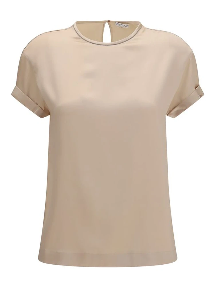 Beige Elastane Blouse