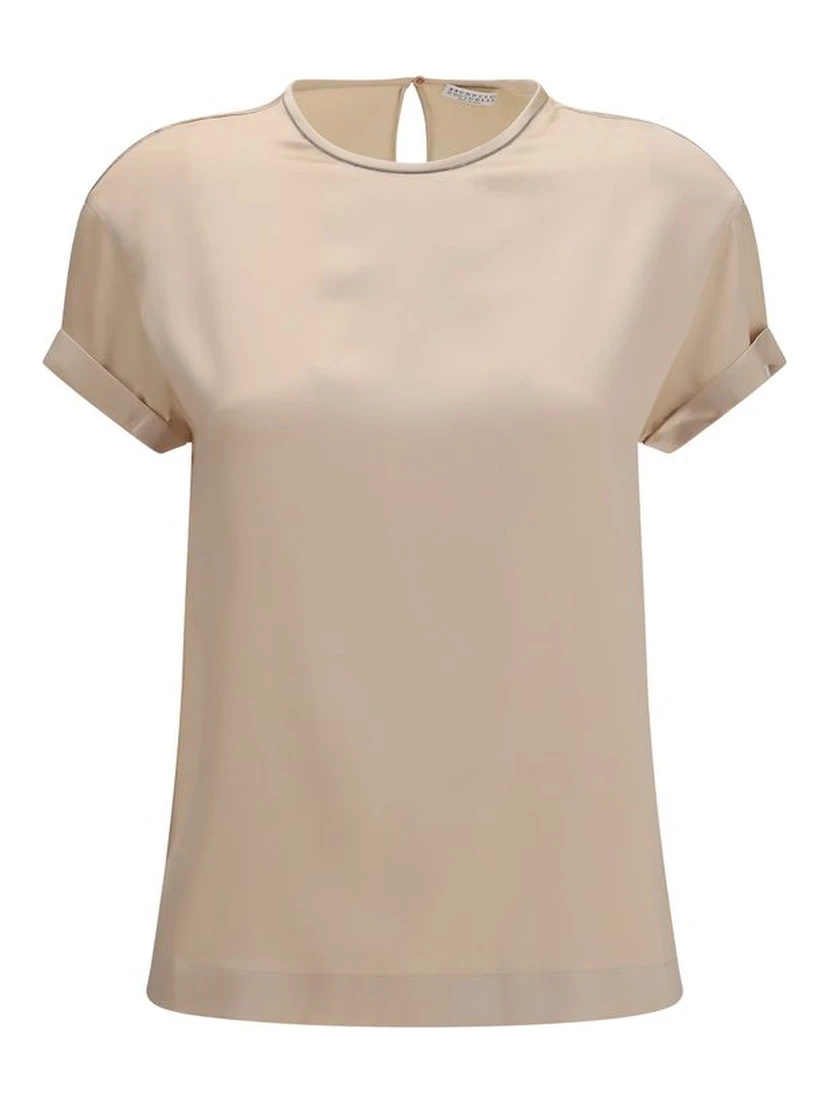 Beige Elastane Blouse