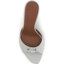 White Calf Leather Bos Taurus Stiletto Heel Sandals
