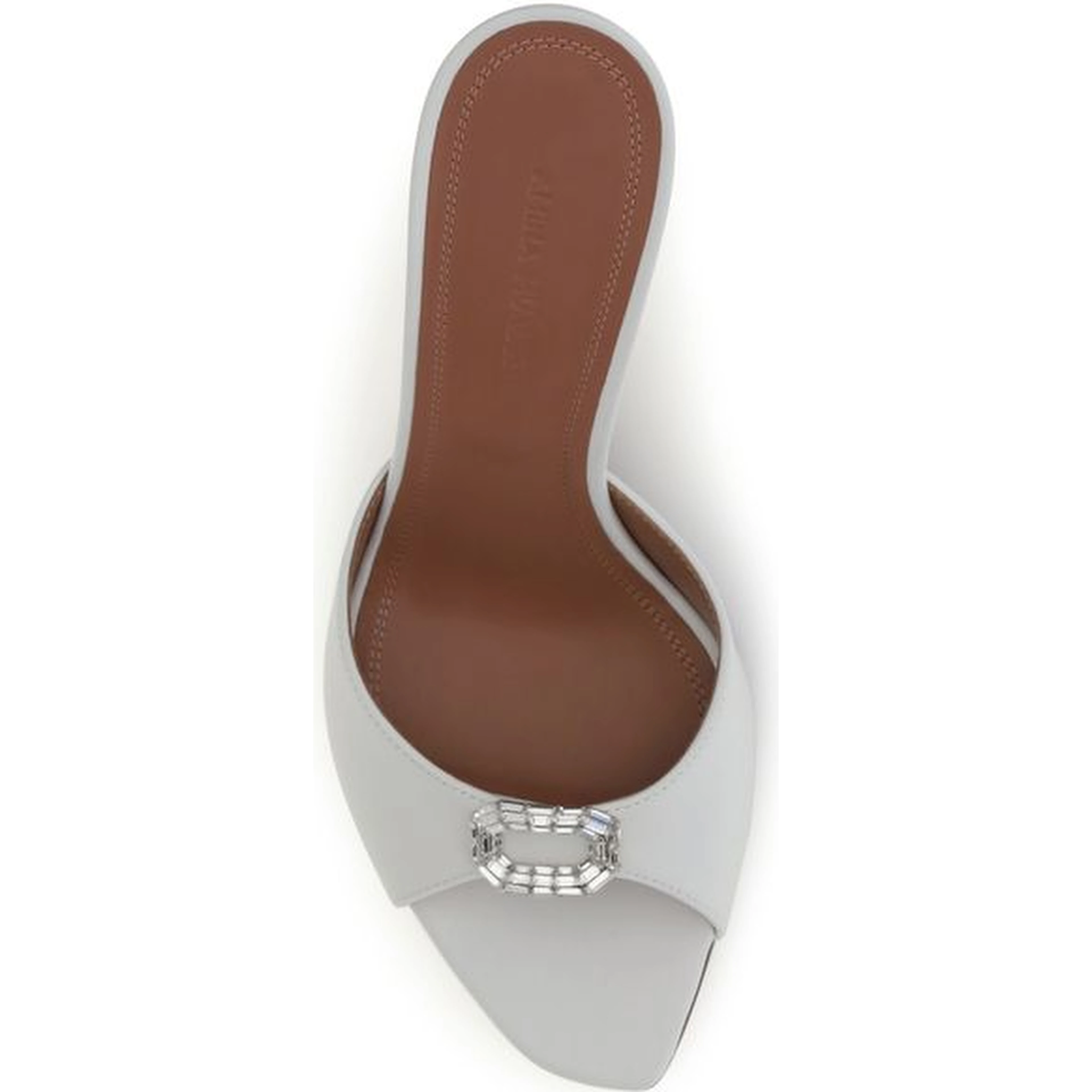 White Calf Leather Bos Taurus Stiletto Heel Sandals