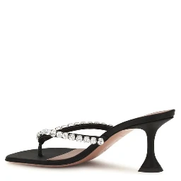 Black Silk Stiletto Heel Sandals