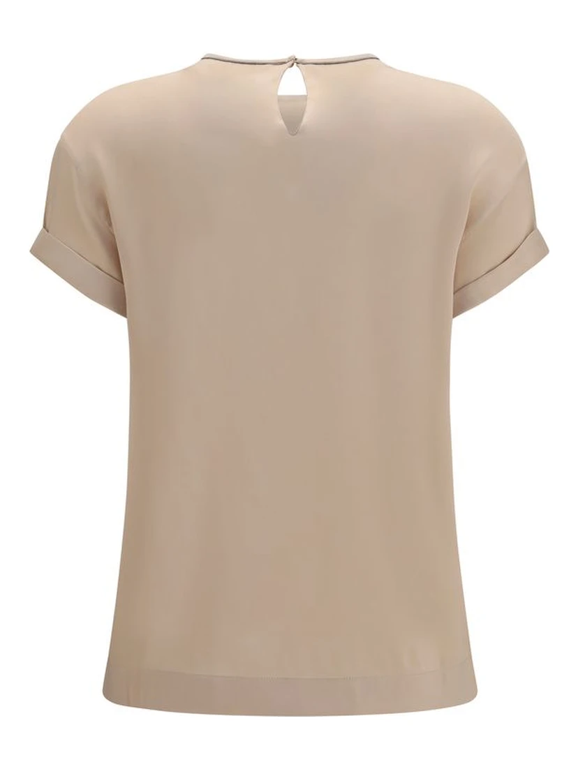 Beige Elastane Blouse