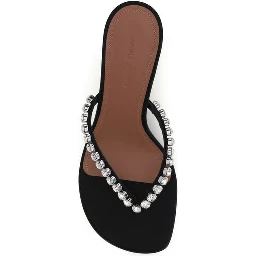 Black Silk Stiletto Heel Sandals
