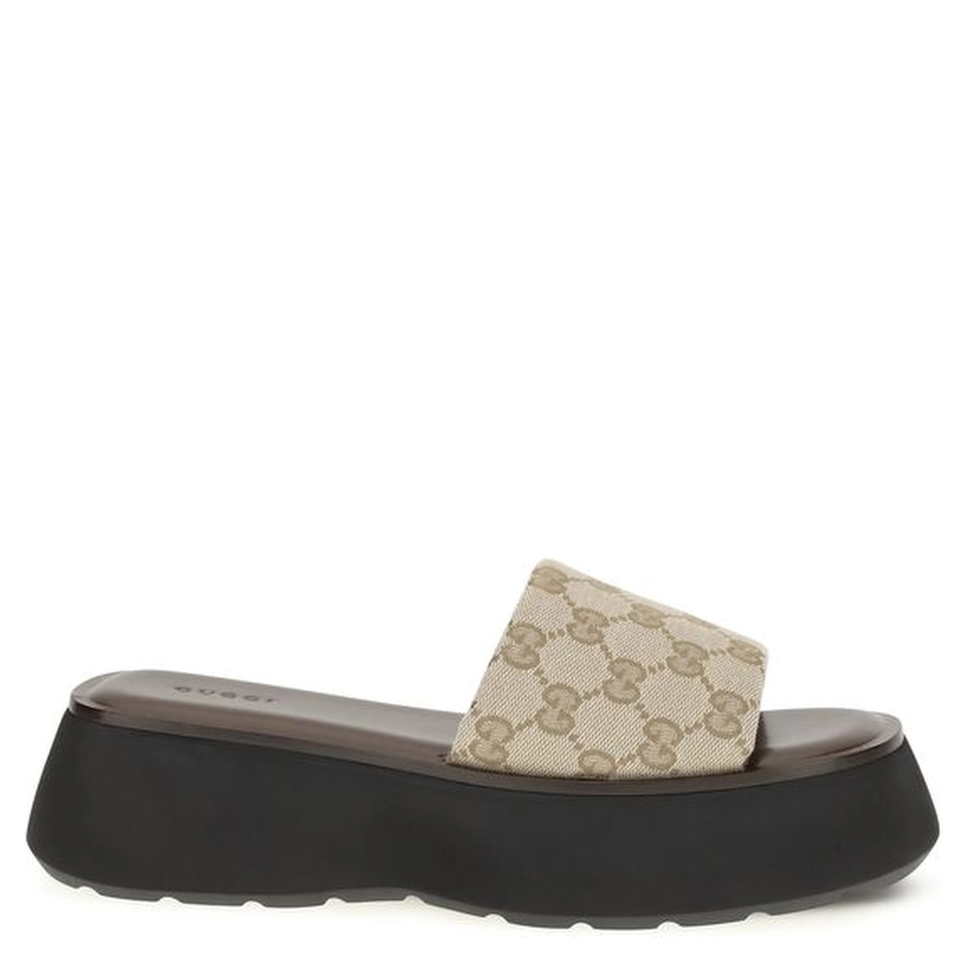 Beige Fabric Platform Sandals