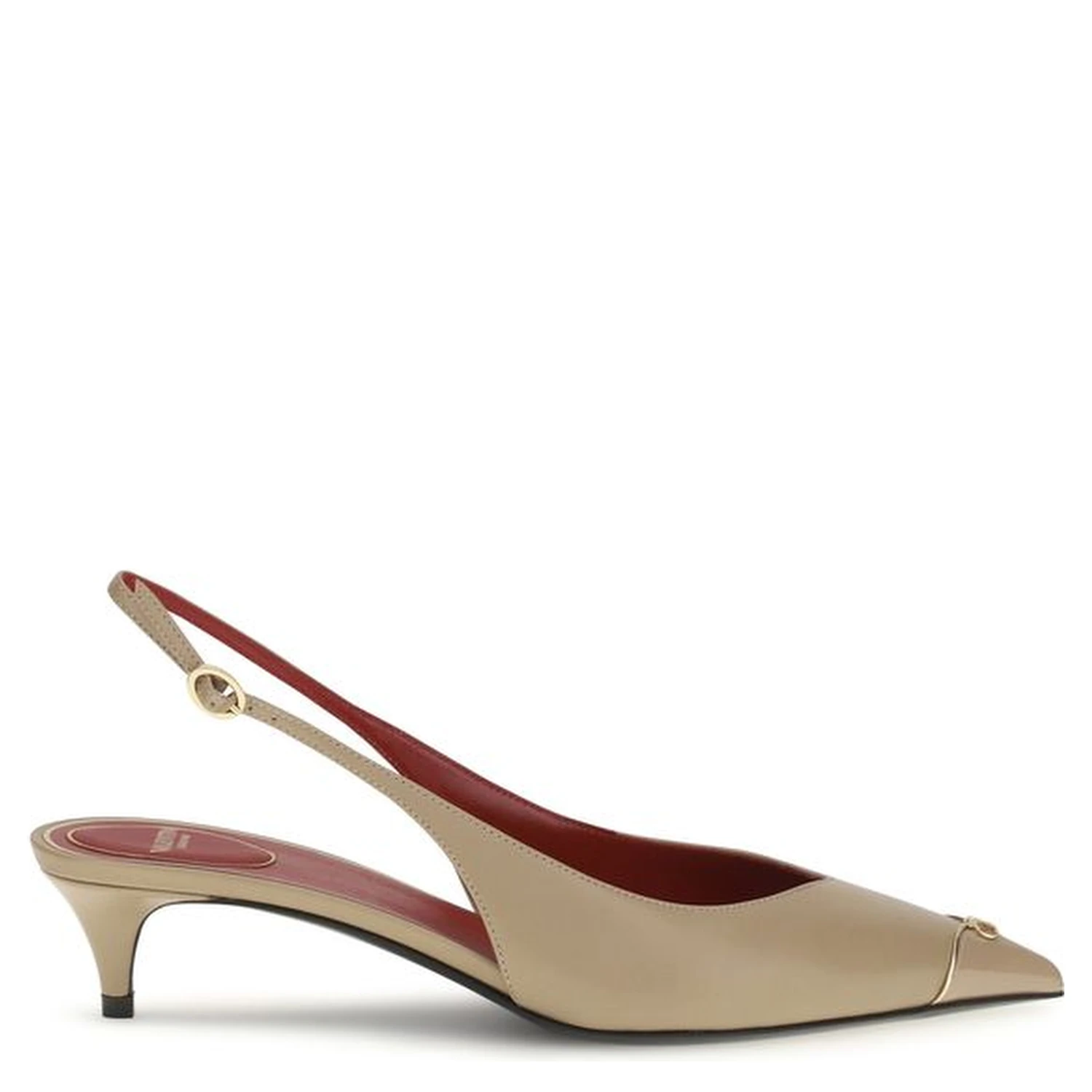 Beige Calf Leather Bos Taurus Mid Heel Pumps