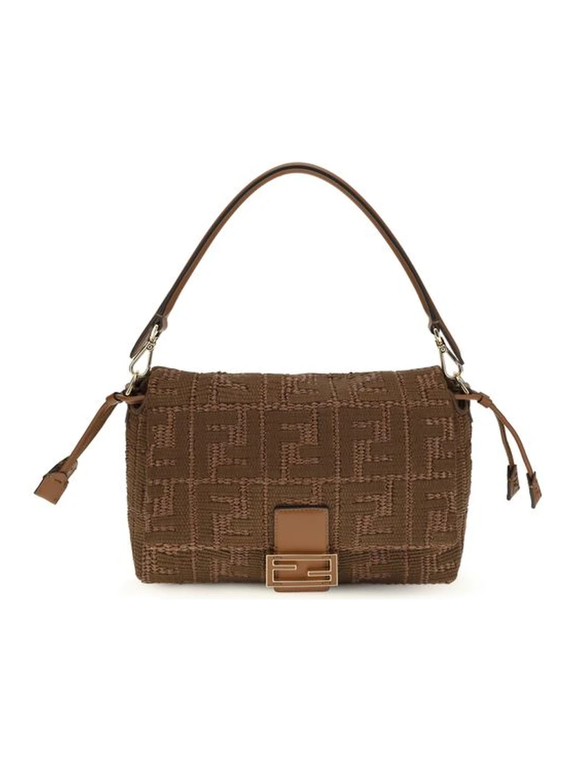 Brown Raffia Shoulder Bag