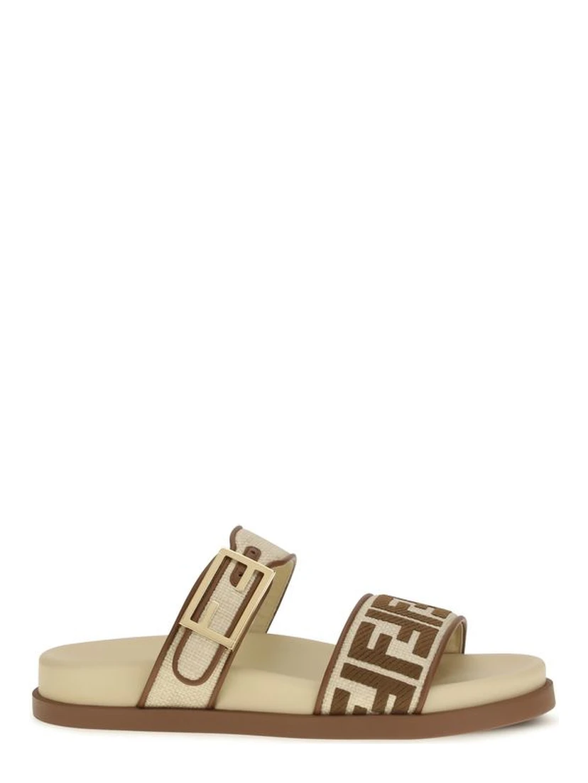 Brown Raffia Flat Sandals