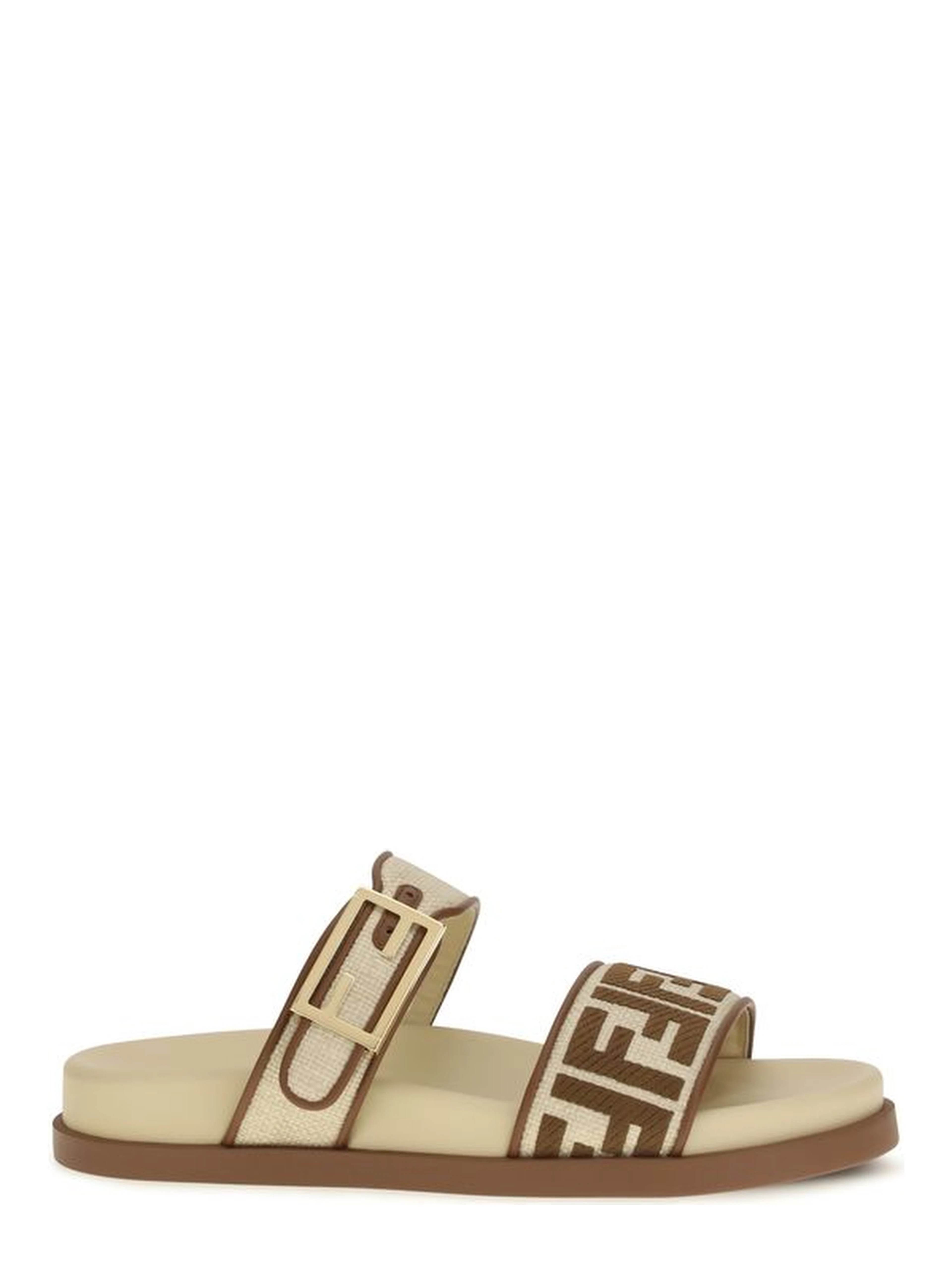 Brown Raffia Flat Sandals