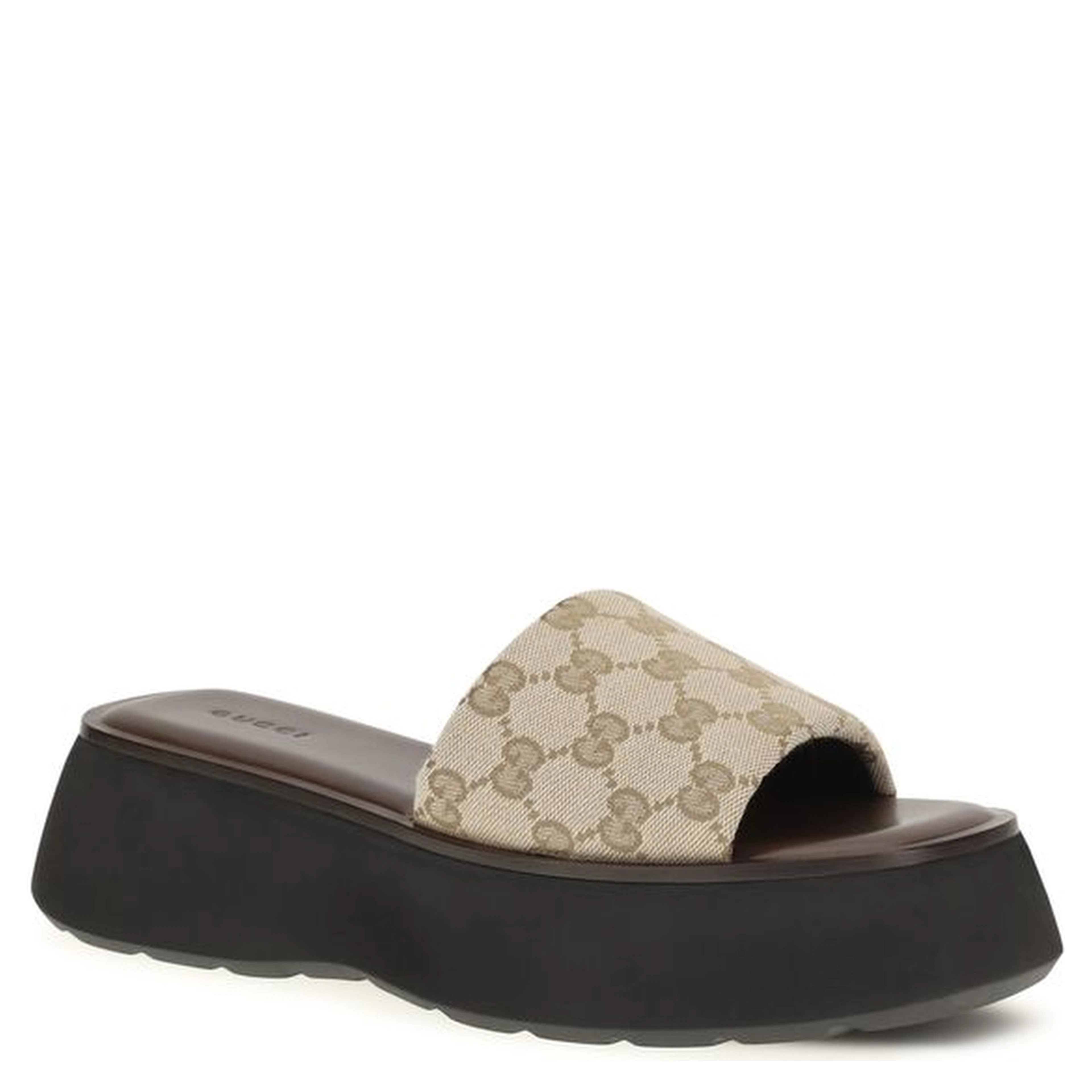 Beige Fabric Platform Sandals