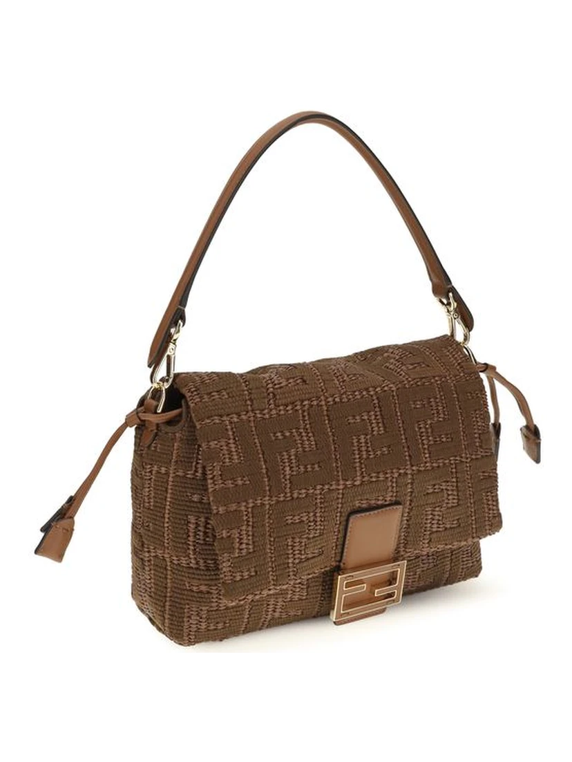Brown Raffia Shoulder Bag