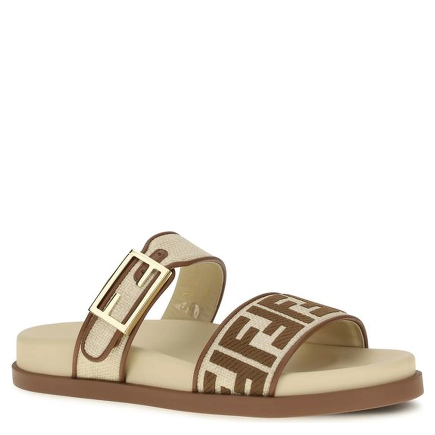 Brown Raffia Flat Sandals