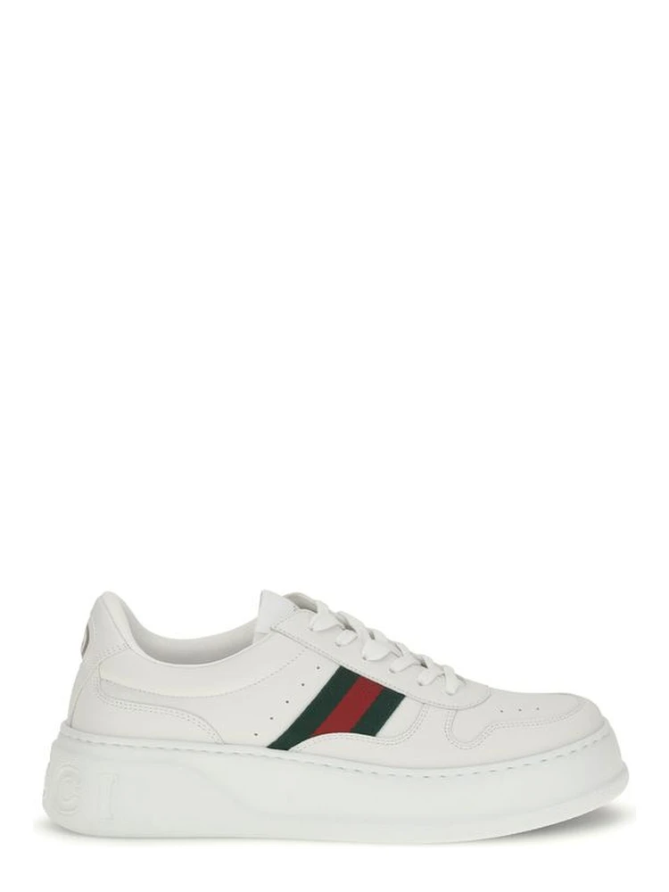 White Calf Leather Bos Taurus Chunky Sneakers