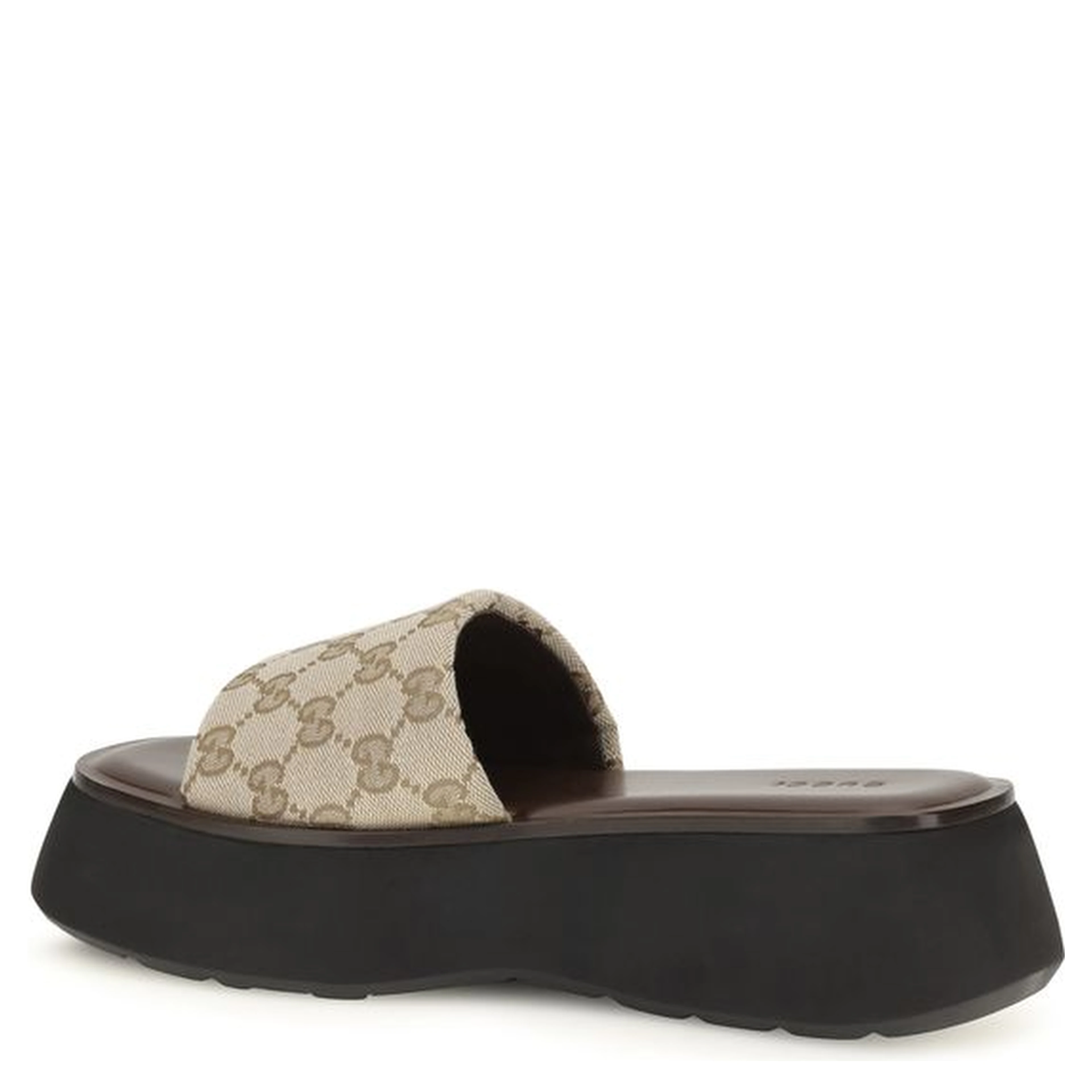 Beige Fabric Platform Sandals