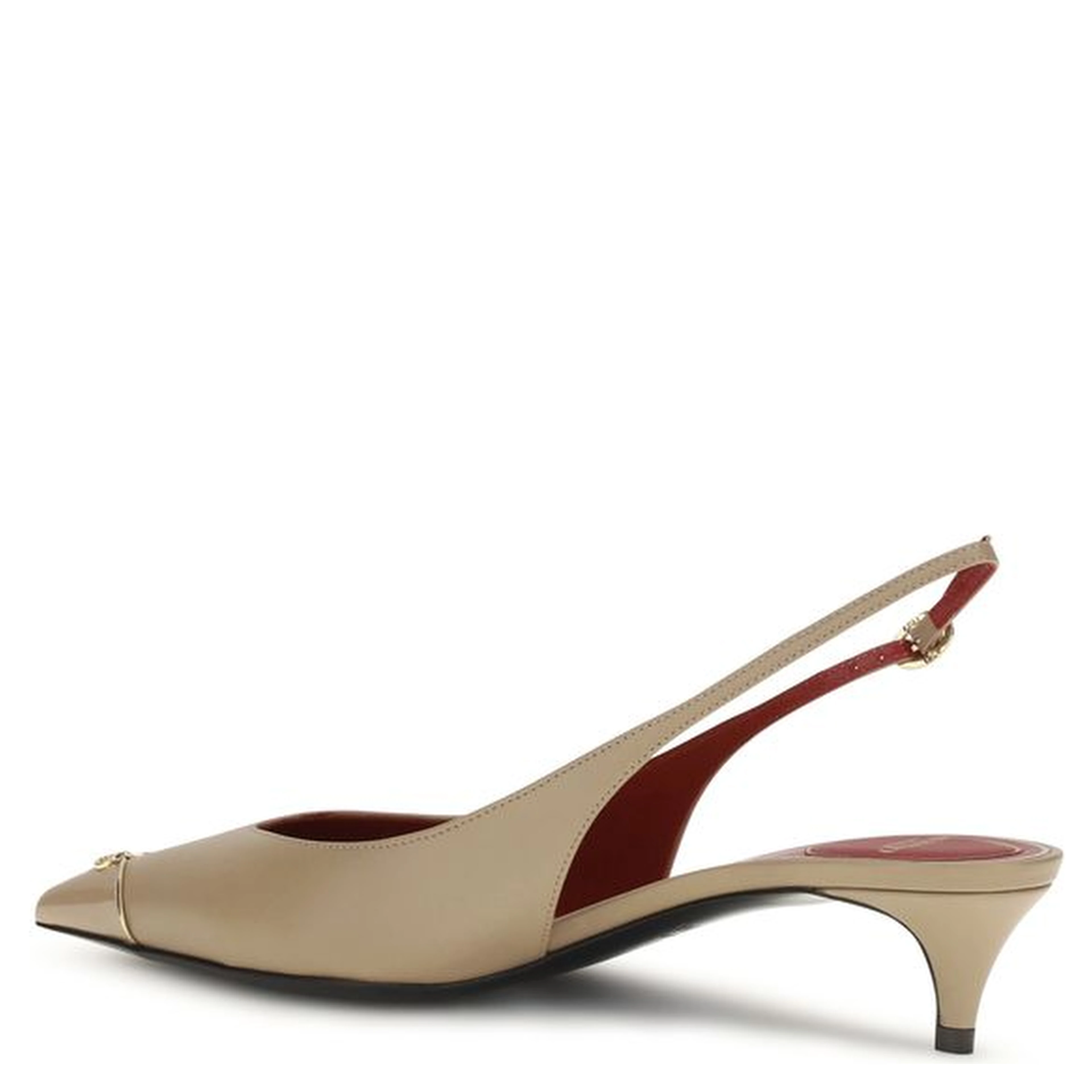 Beige Calf Leather Bos Taurus Mid Heel Pumps