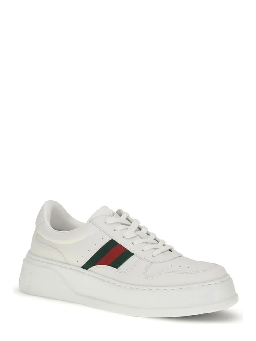 White Calf Leather Bos Taurus Chunky Sneakers