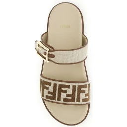 Brown Raffia Flat Sandals