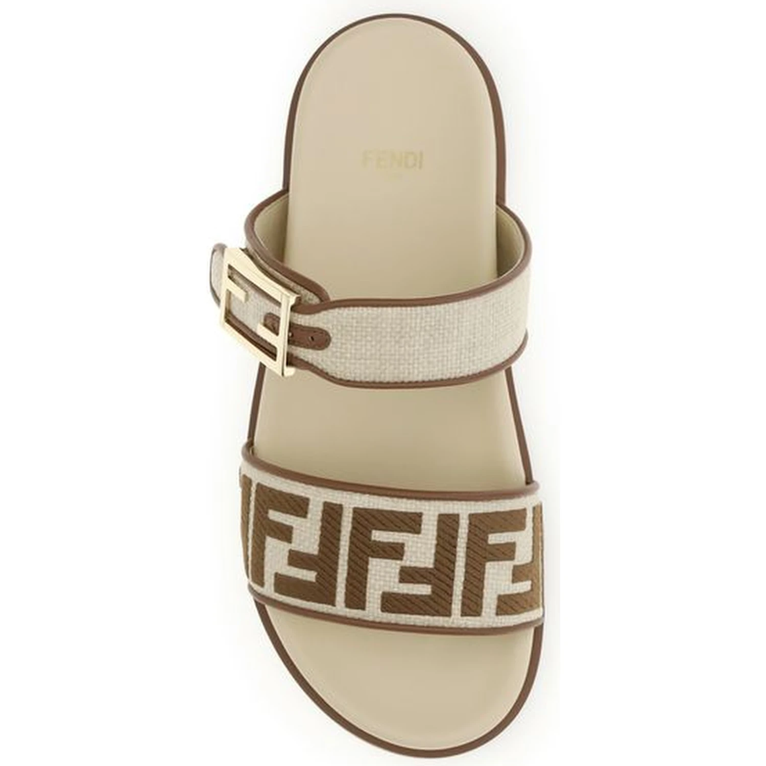 Brown Raffia Flat Sandals