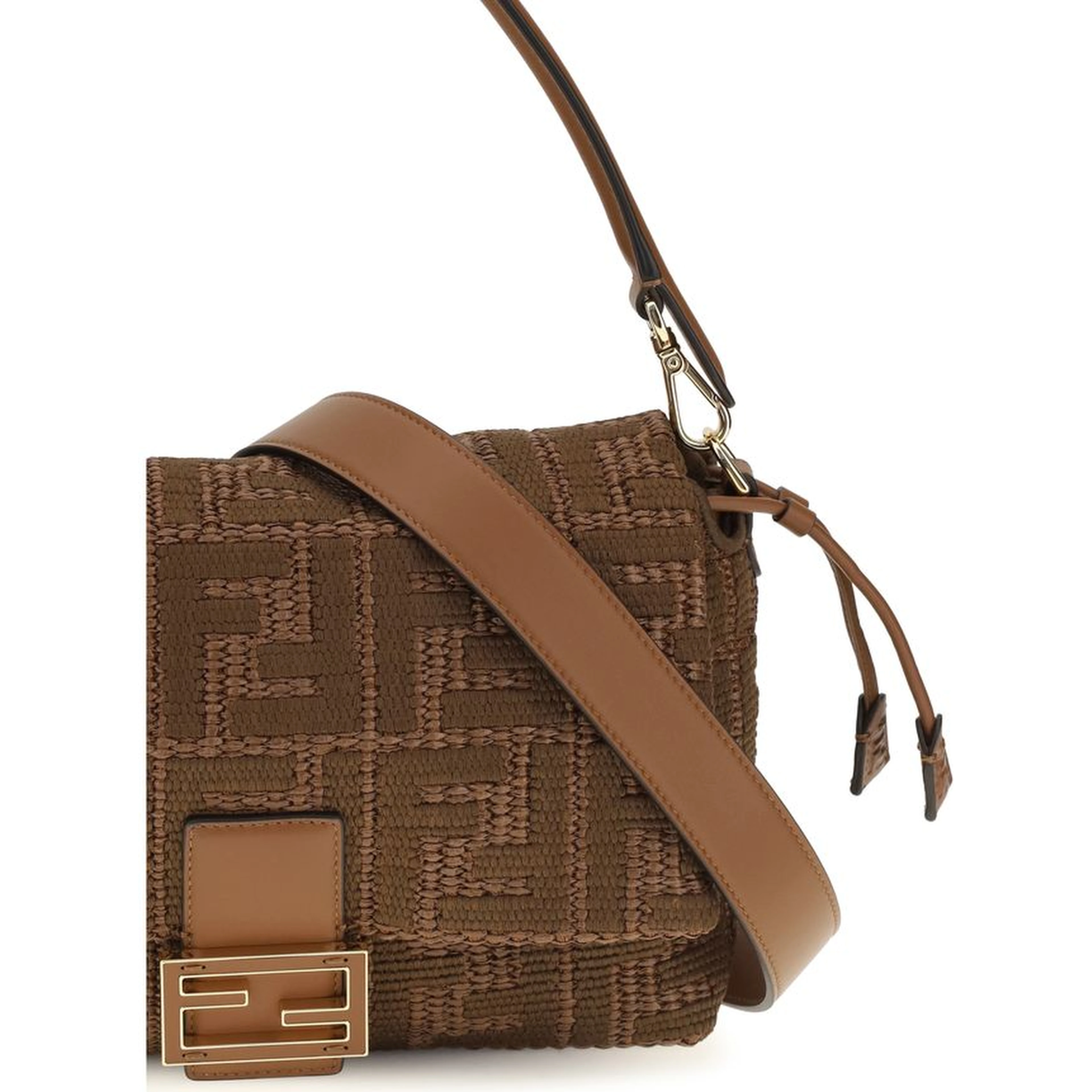 Brown Raffia Shoulder Bag