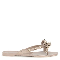 Beige Cotton Flip-Flop Sandals
