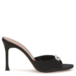 Black Silk Stiletto Heel Sandals