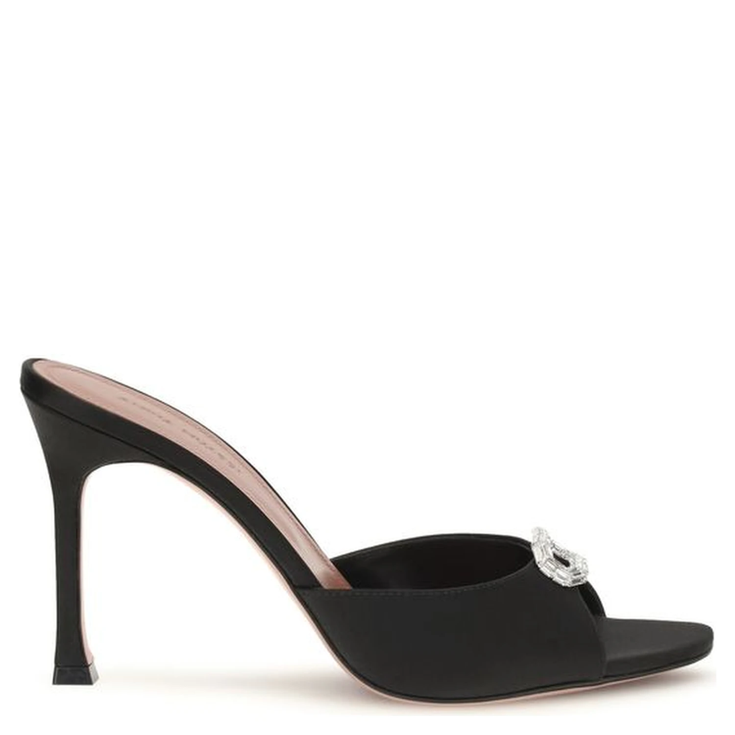 Black Silk Stiletto Heel Sandals