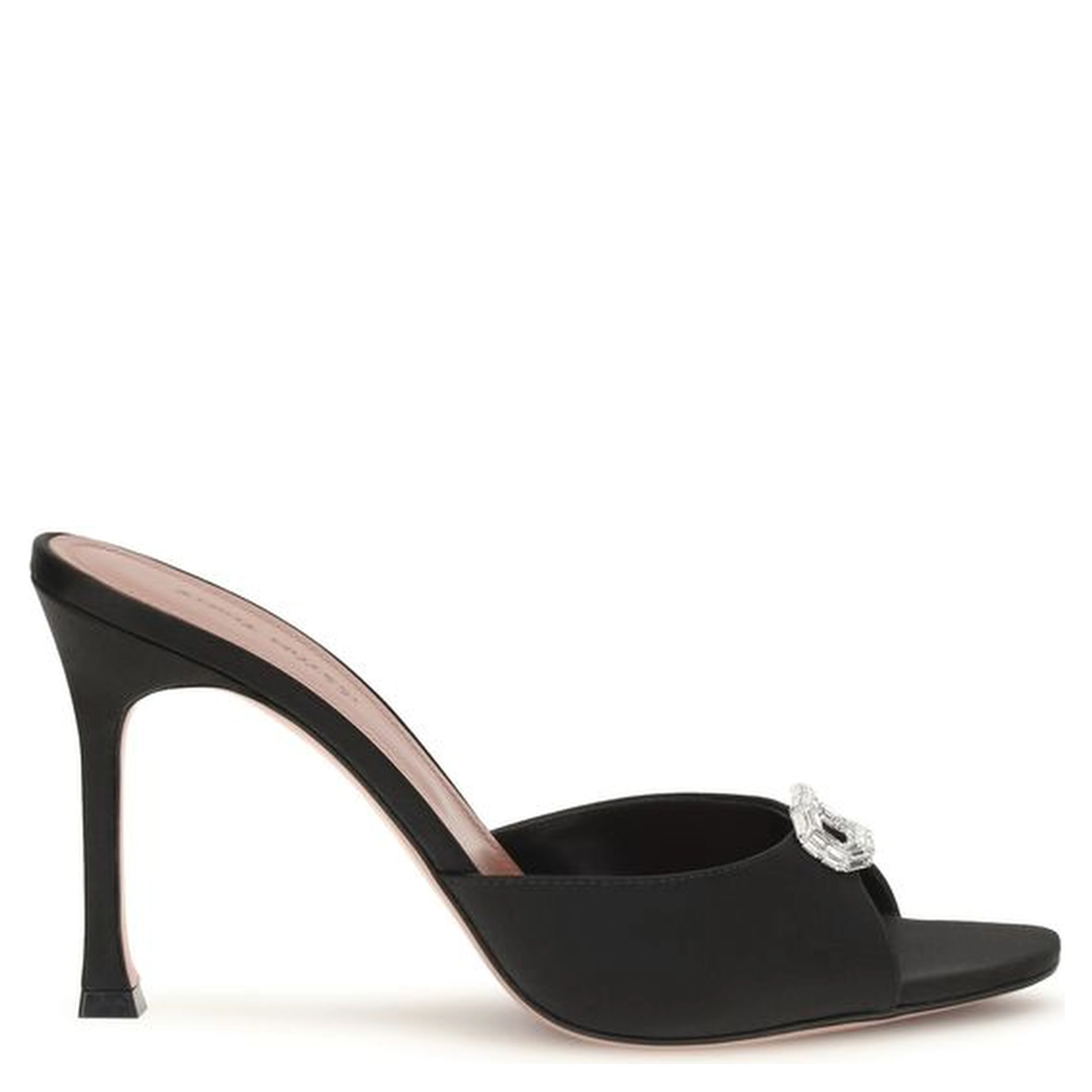 Black Silk Stiletto Heel Sandals