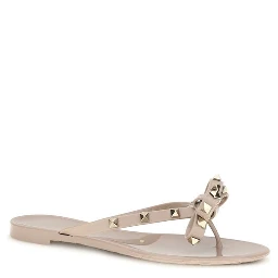Beige Cotton Flip-Flop Sandals