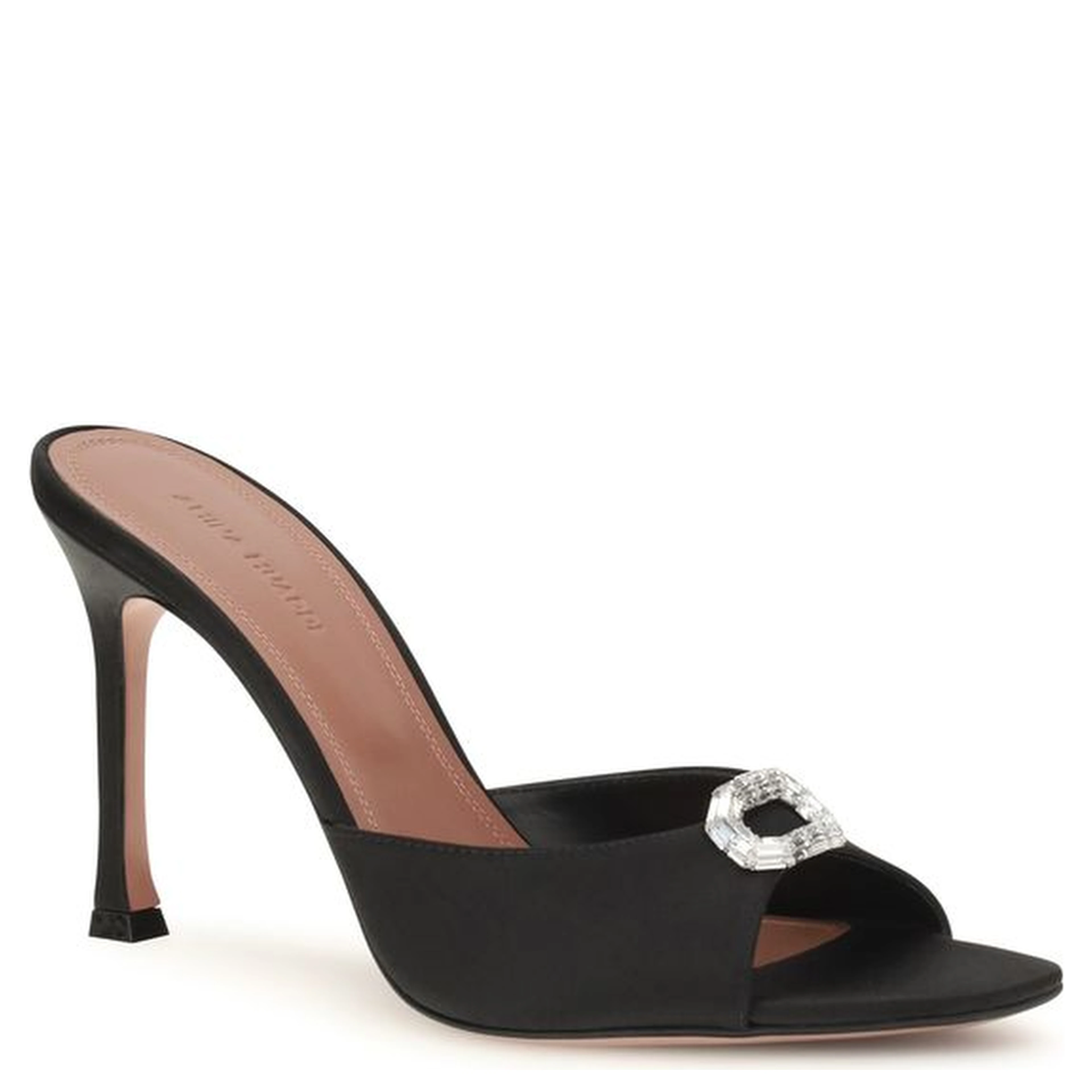 Black Silk Stiletto Heel Sandals