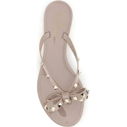 Beige Cotton Flip-Flop Sandals