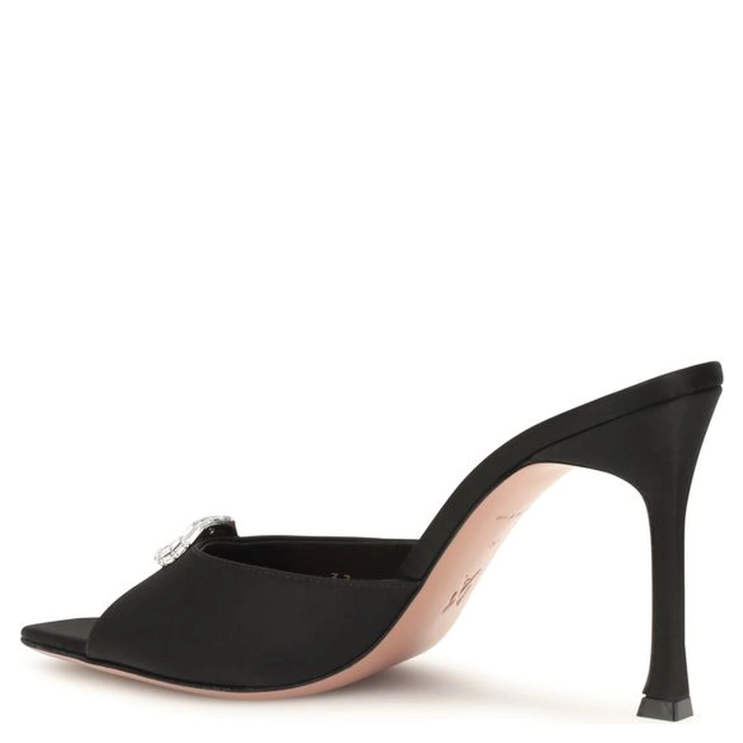 Black Silk Stiletto Heel Sandals