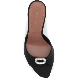 Black Silk Stiletto Heel Sandals