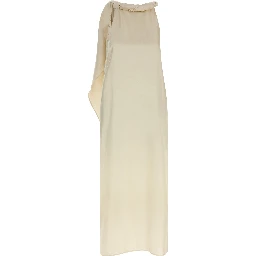 Beige Silk Midi Dress