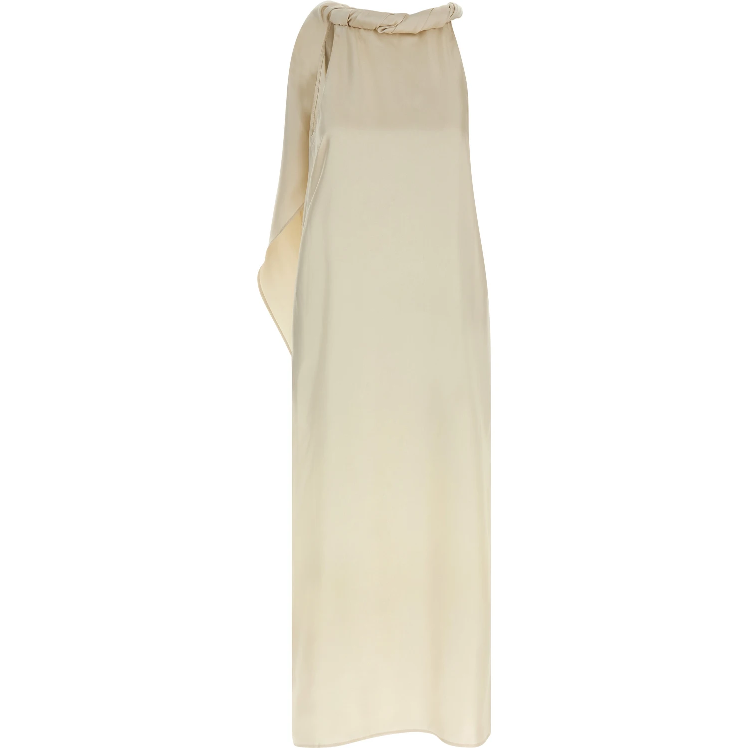Beige Silk Midi Dress