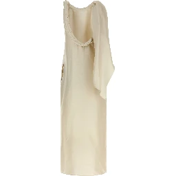 Beige Silk Midi Dress