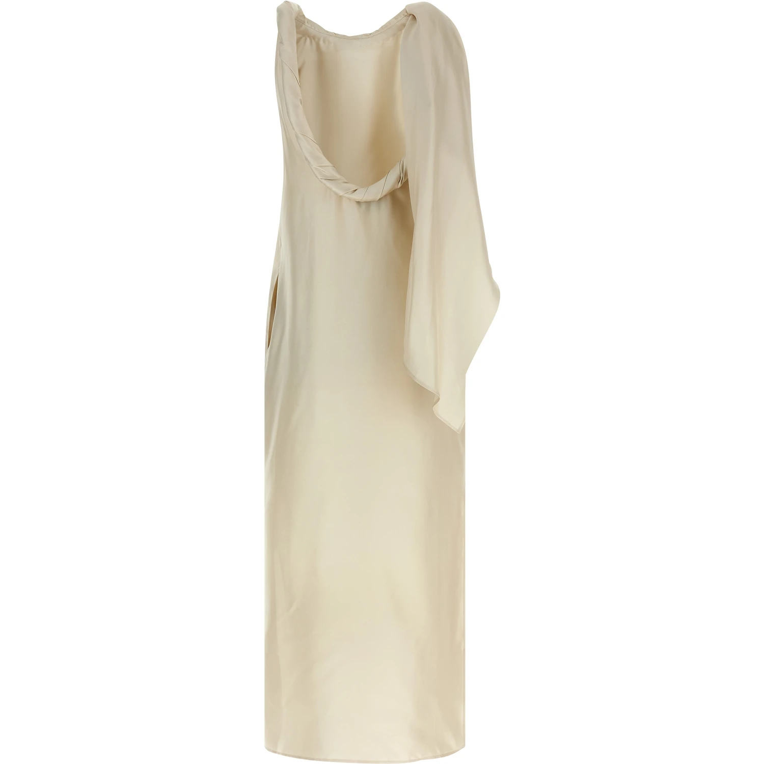 Beige Silk Midi Dress