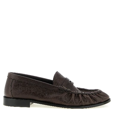 Brown Calfskin Slip-On Loafers
